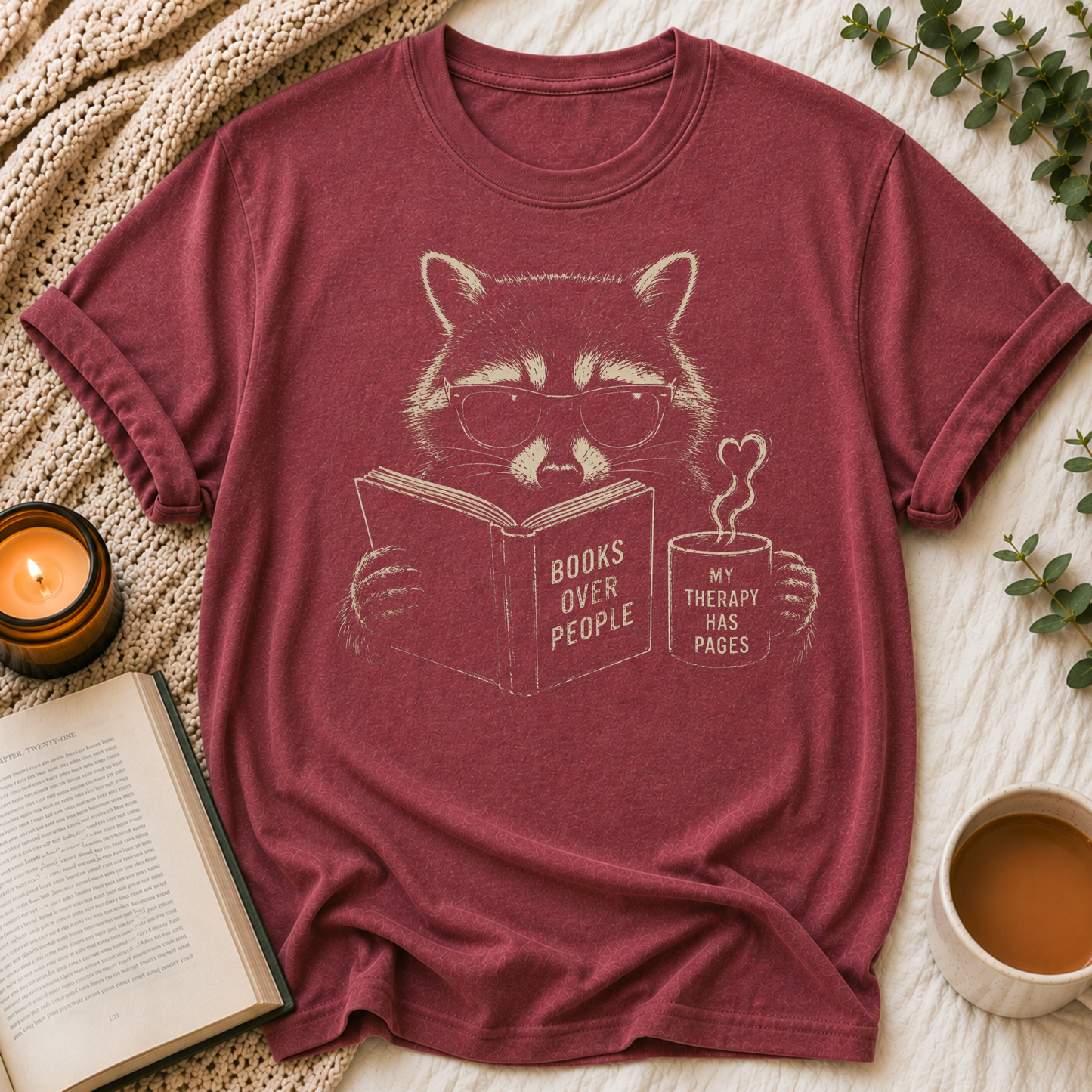 Raccoon Reading Tee