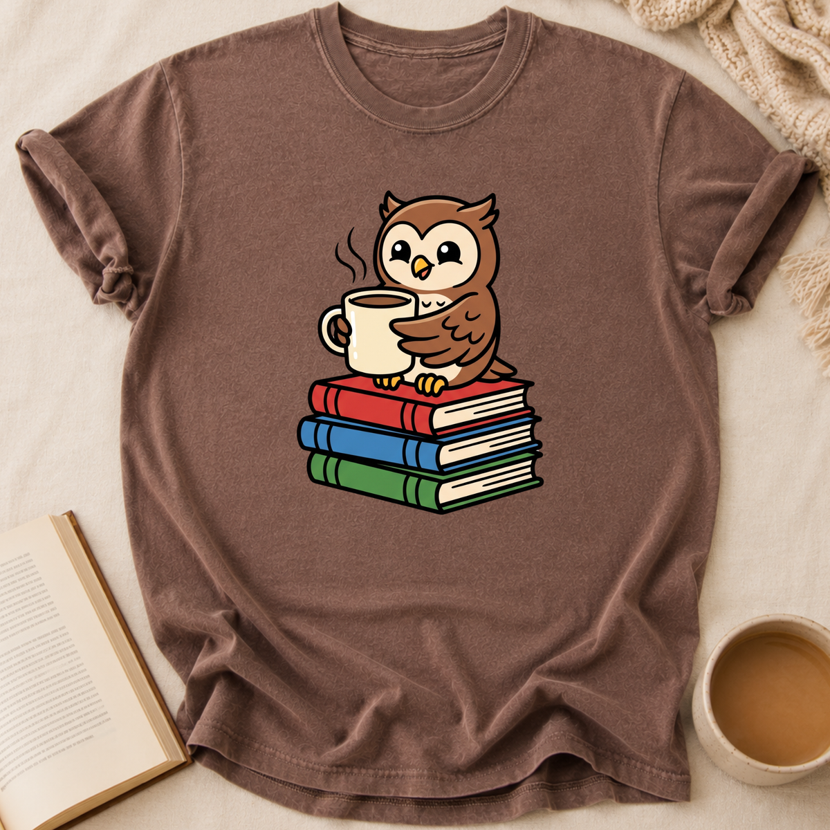 Owl On Books T-Shirt