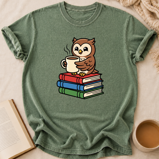 Owl On Books T-Shirt