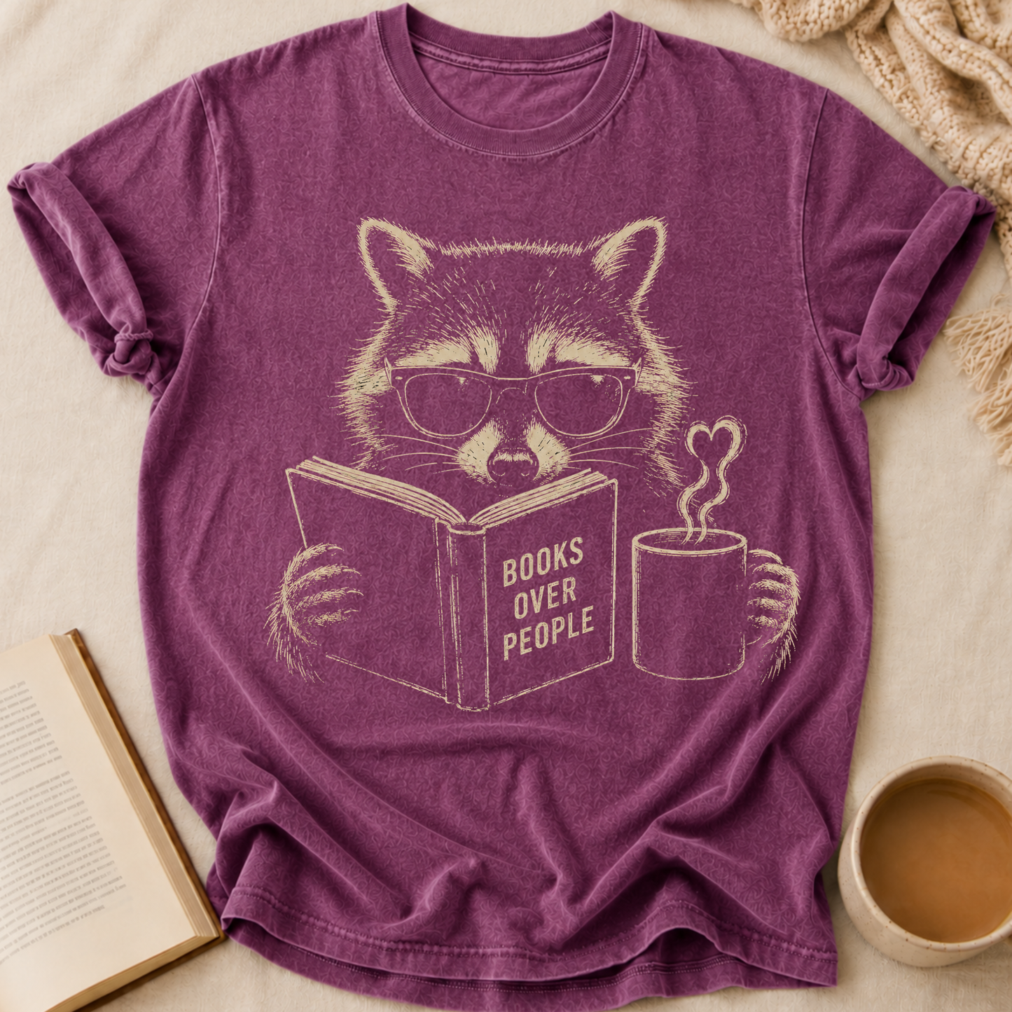 Raccoon Reading T-Shirt