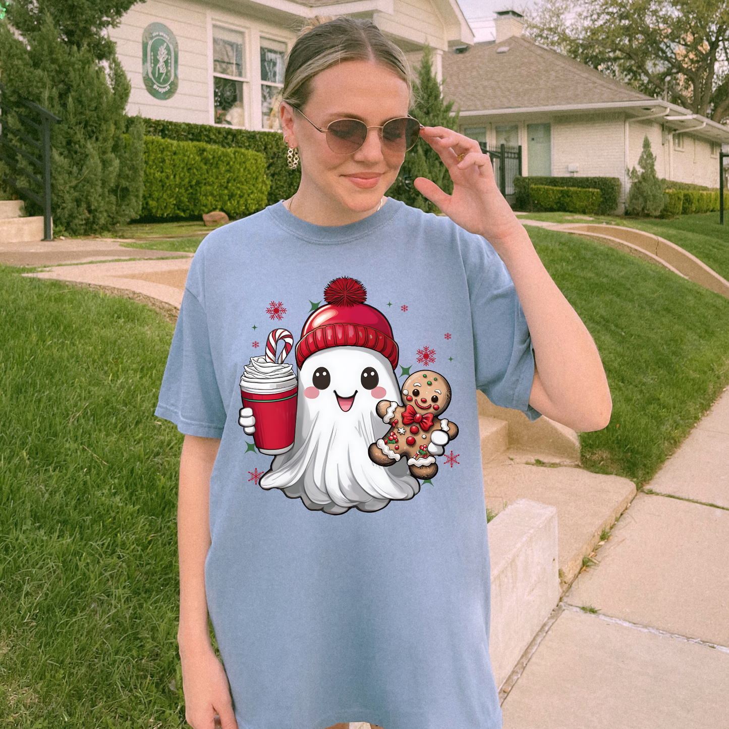 Christmas Ghost Tee + Free Cup