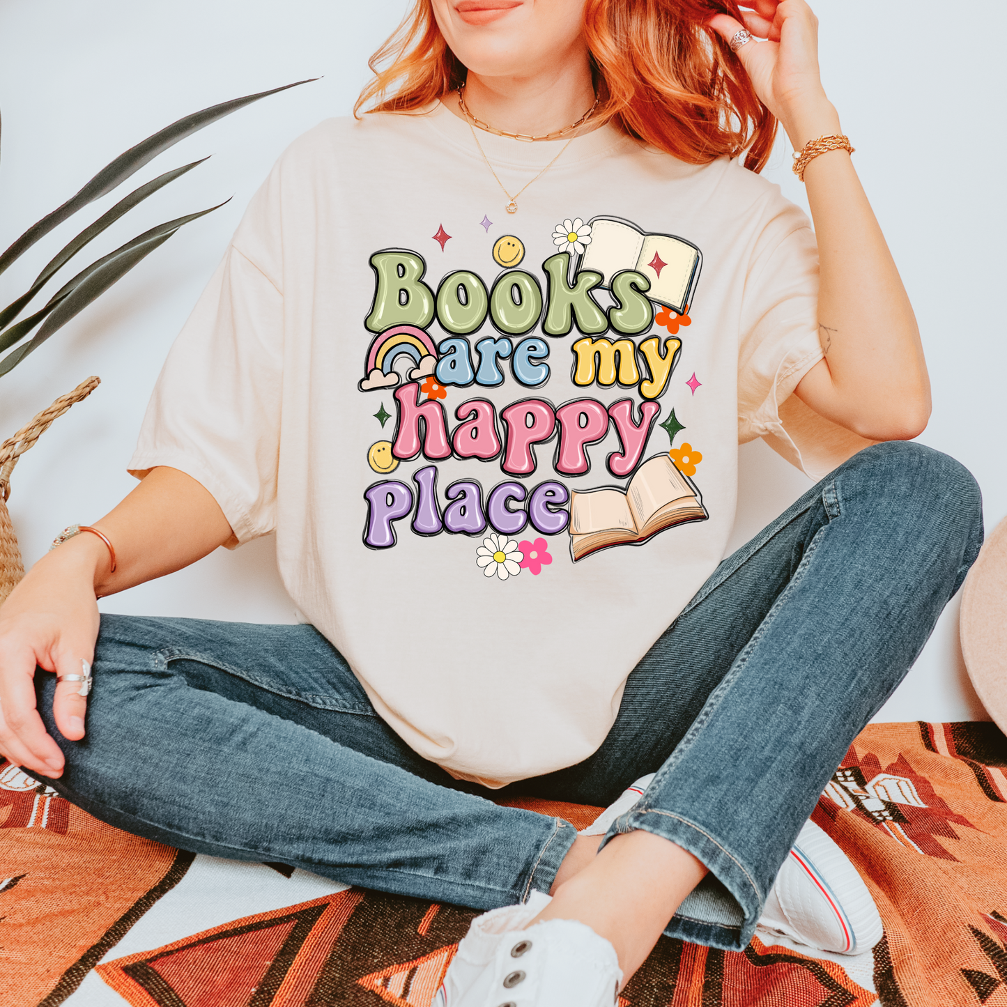 Books Are My Happy Place Tee + Free cup - Sayitwithatea