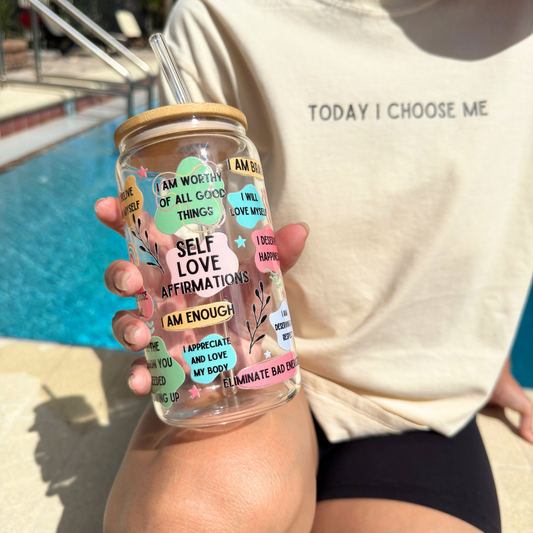 Self Love Affirmations 16oz Glass Cup - Sayitwithatea