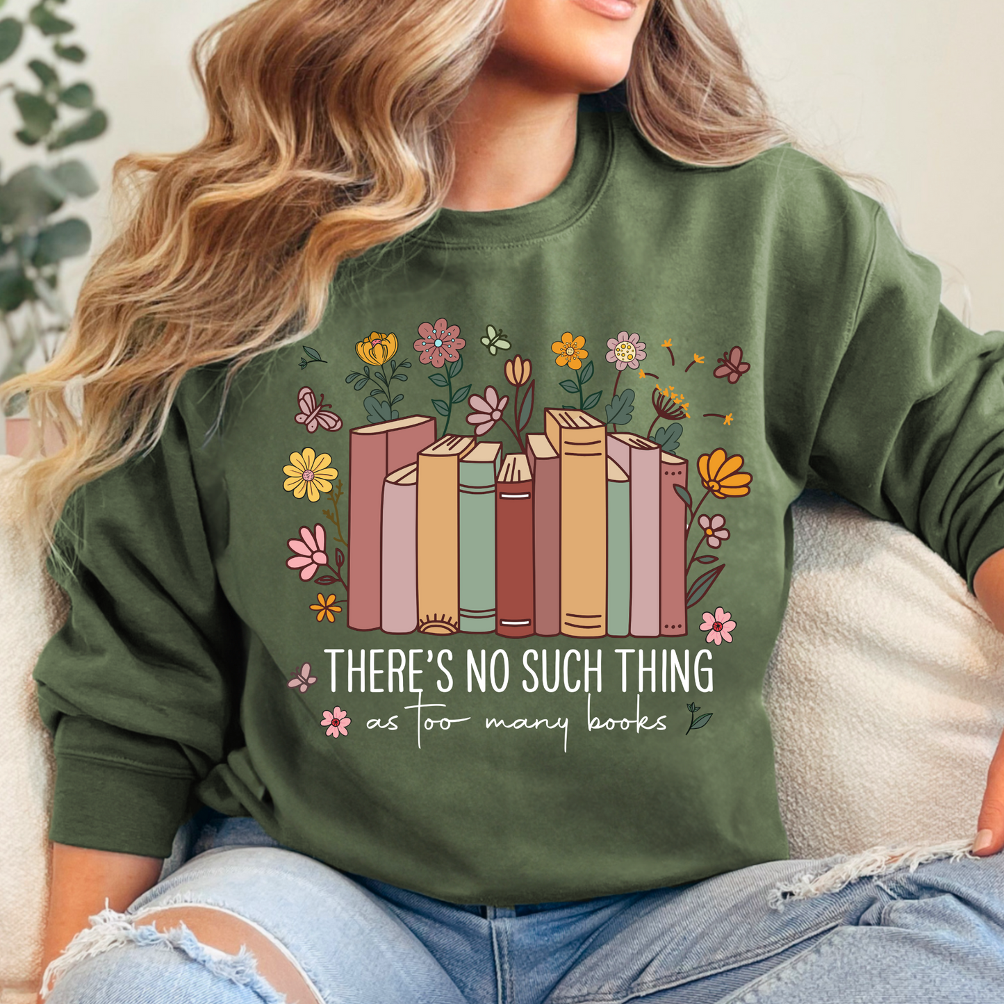 Too Many Books Sweatshirt + Free Cup