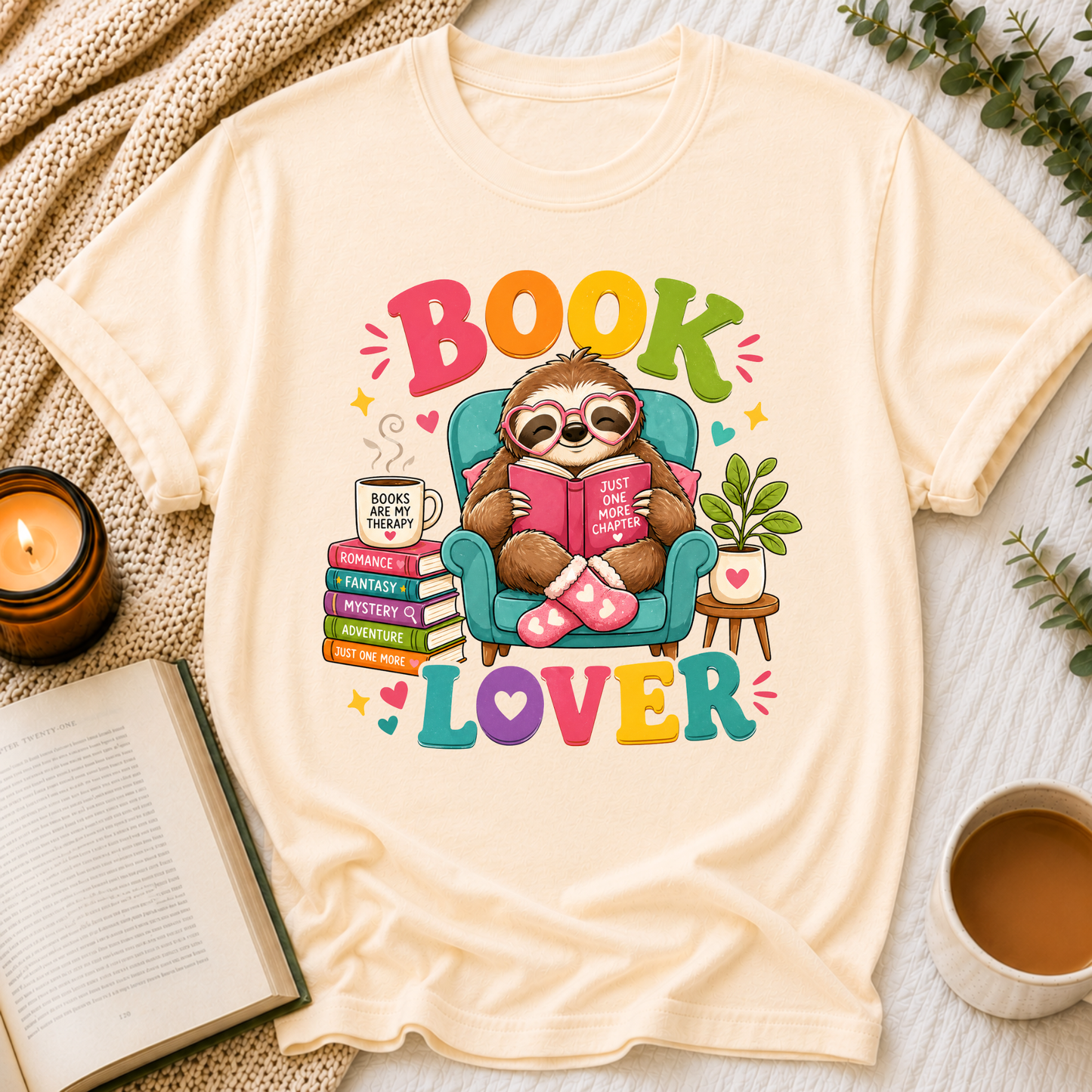 Sloth Book Lover Tee