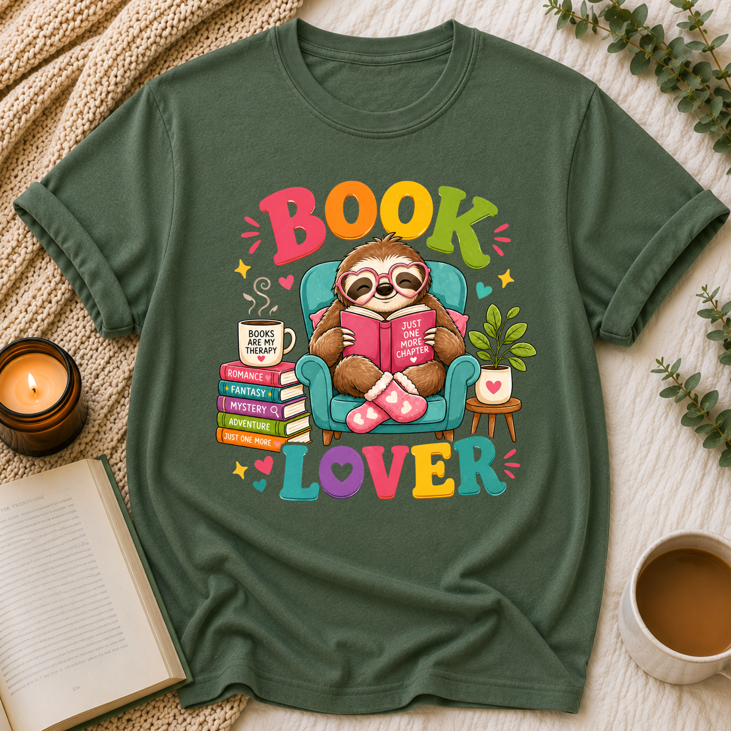 Sloth Book Lover Tee