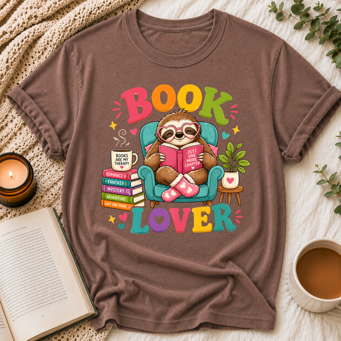 Sloth Book Lover Tee