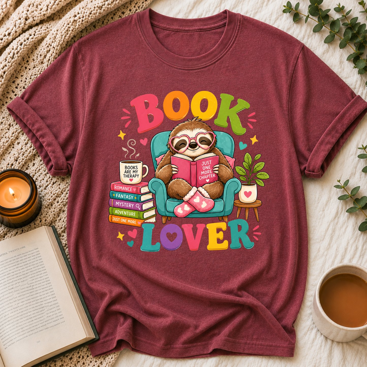 Sloth Book Lover Tee