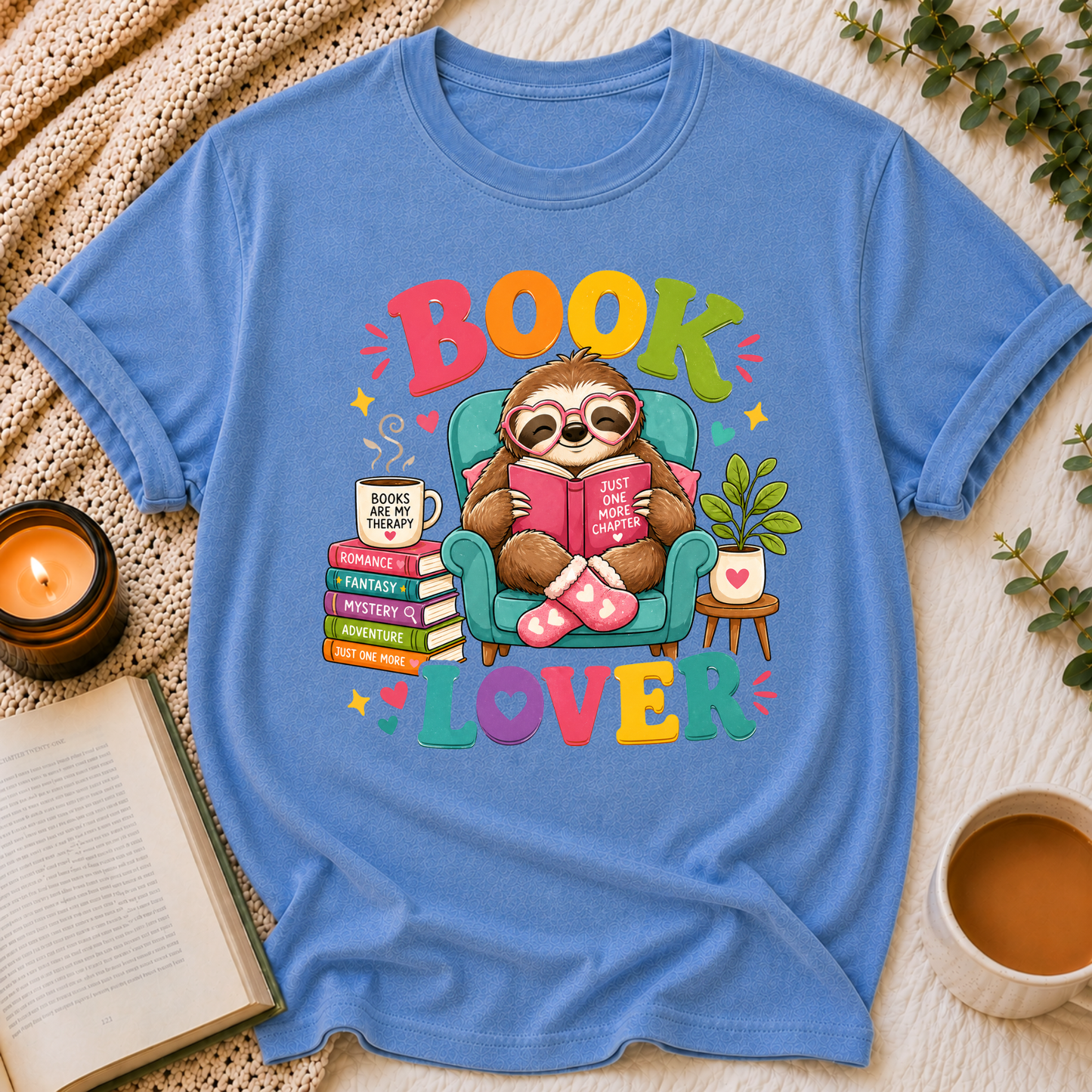 Sloth Book Lover Tee