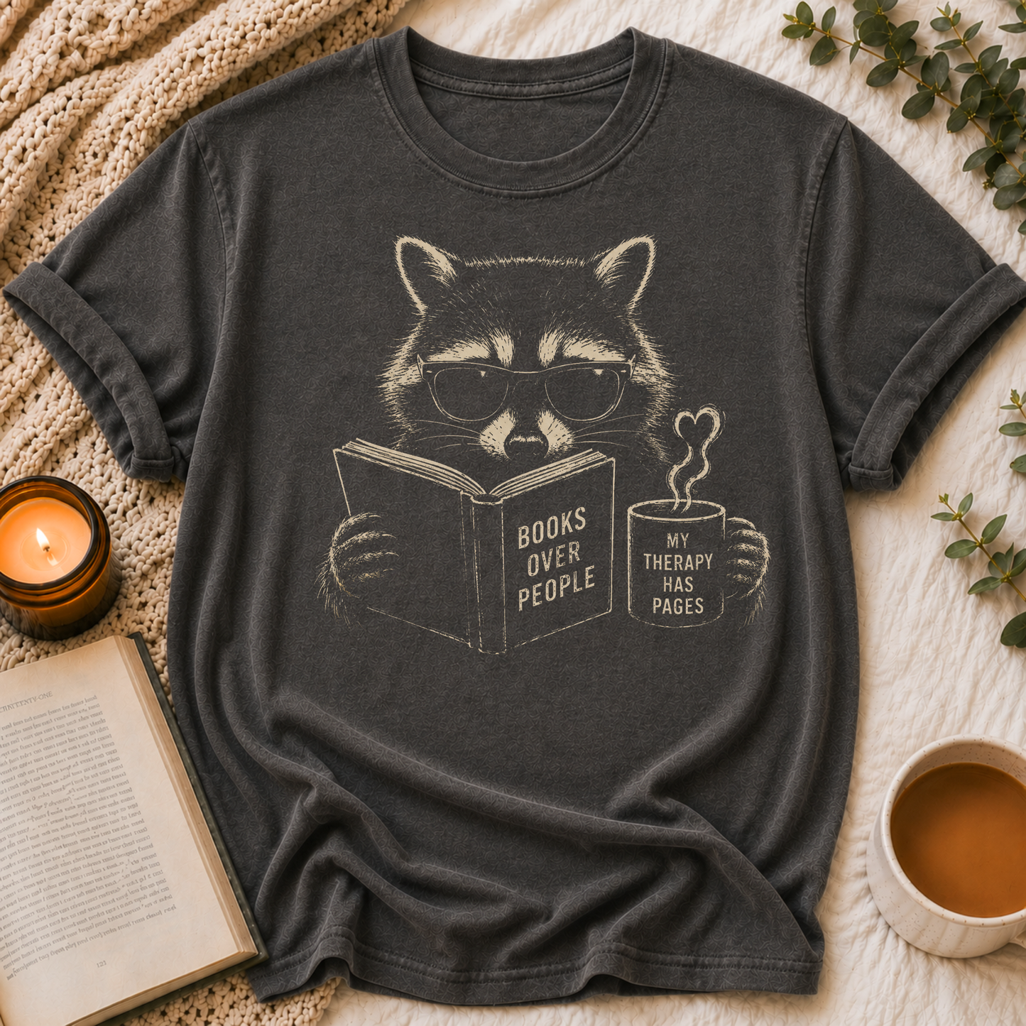 Raccoon Reading Tee
