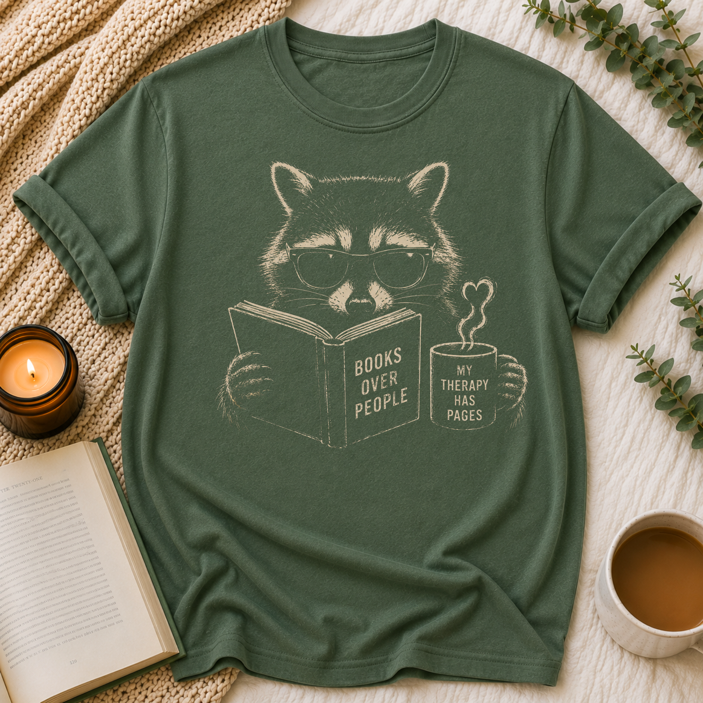 Raccoon Reading Tee