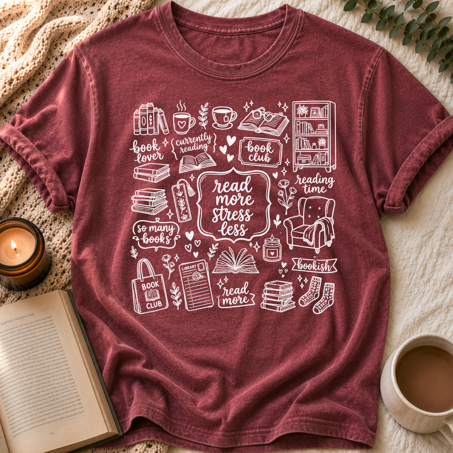 Read More, Stress Less T-Shirt