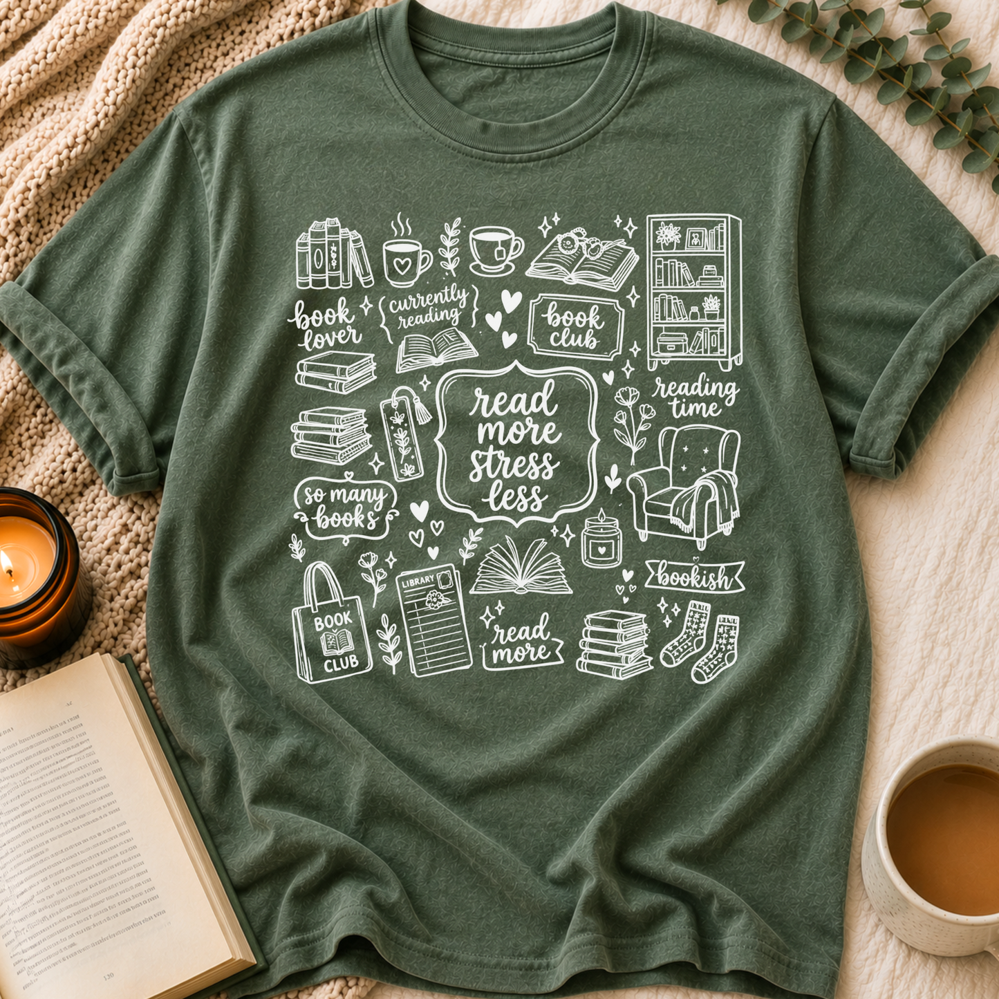 Read More, Stress Less T-Shirt