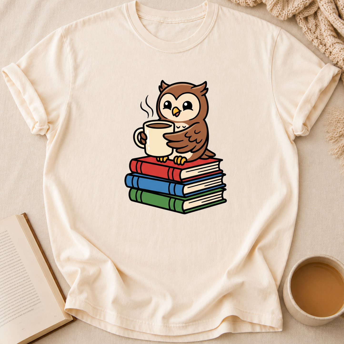 Owl On Books T-Shirt