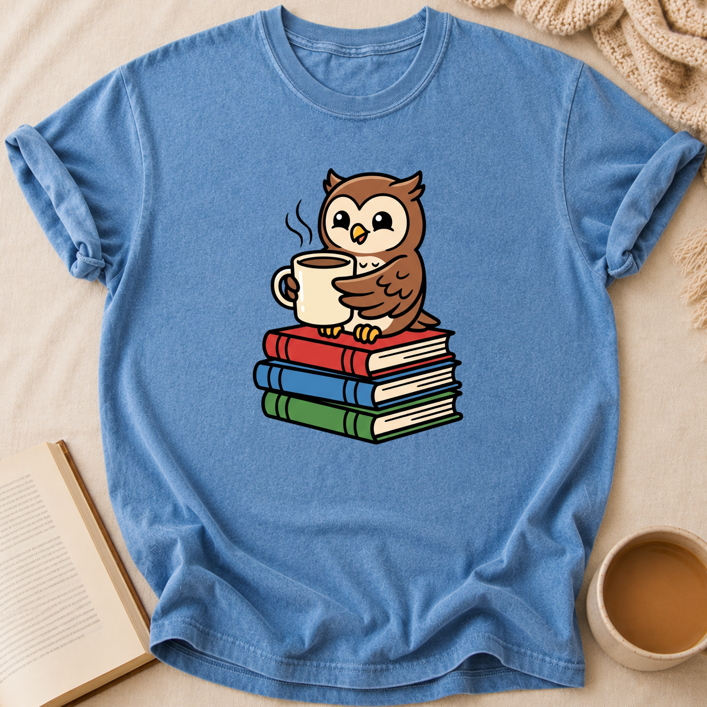 Owl On Books T-Shirt
