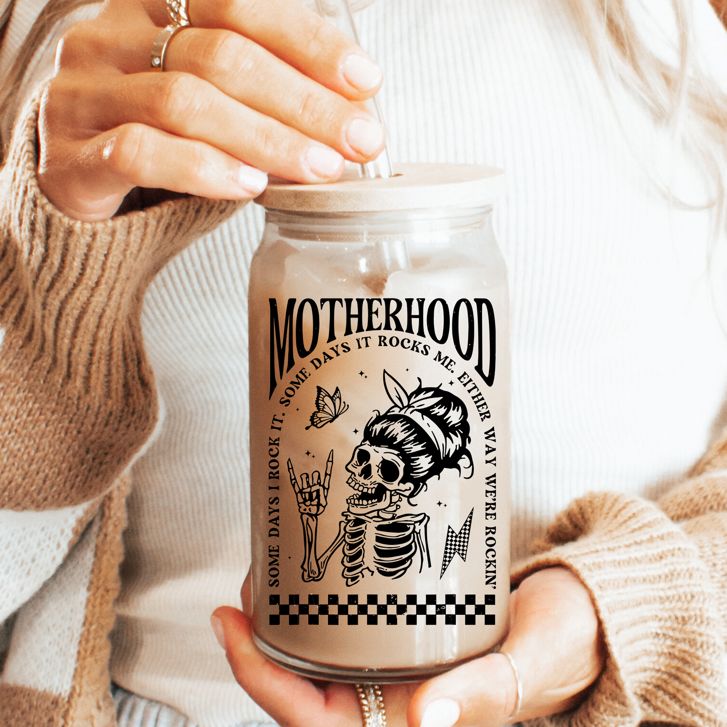 Motherhood 16oz Glass Cup