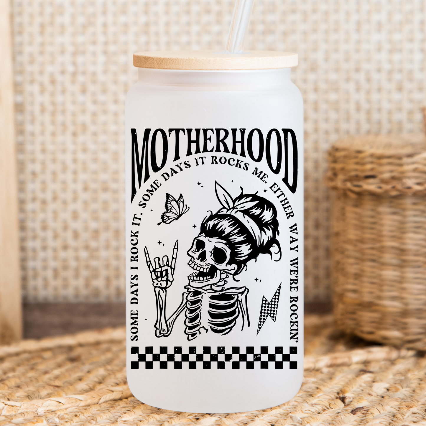 Motherhood 16oz Glass Cup