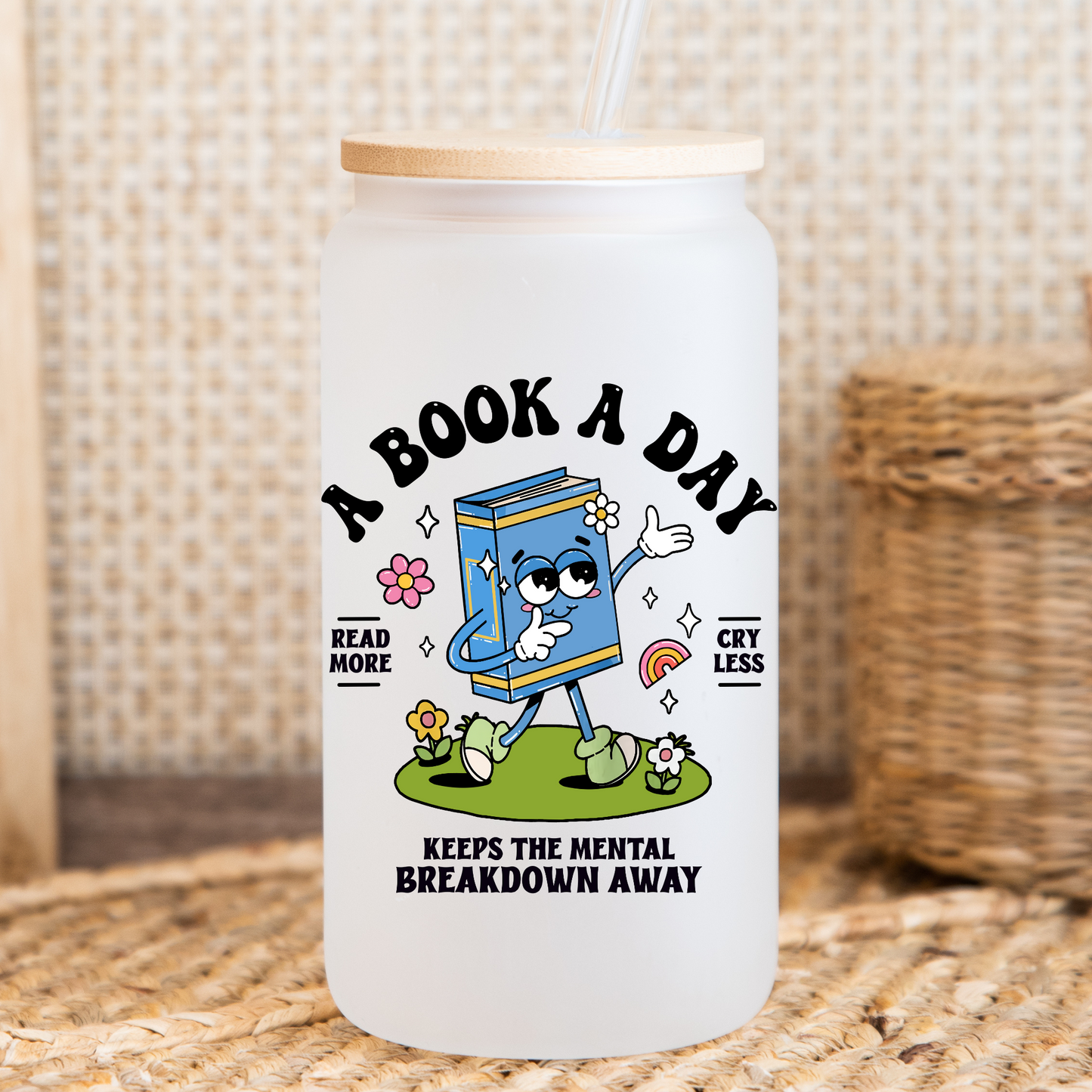 A Book A Day 16oz Glass Cup