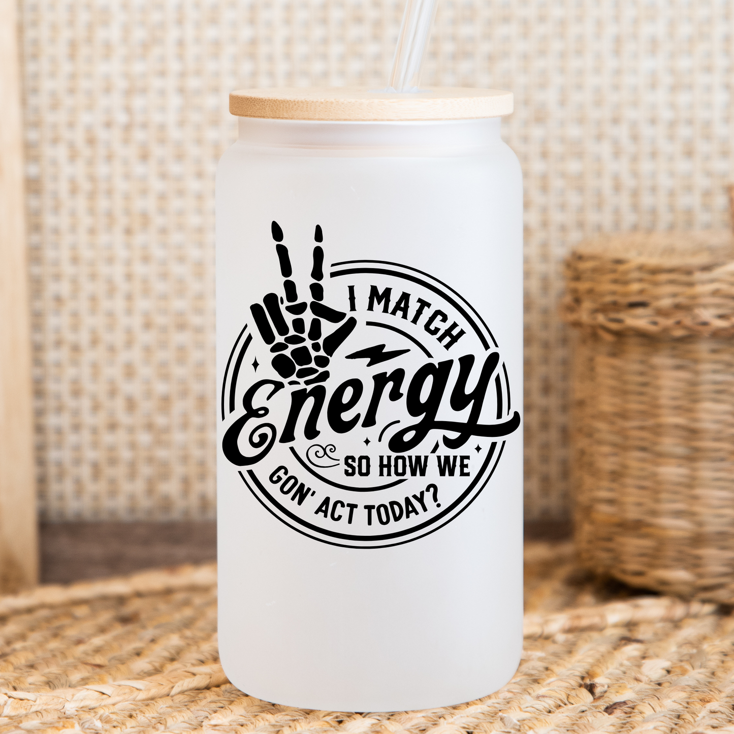 I Match Energy 16oz Glass Cup