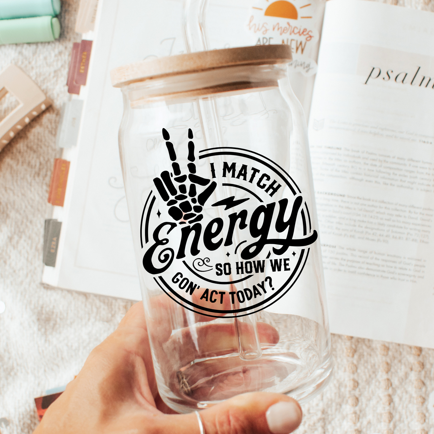 I Match Energy 16oz Glass Cup