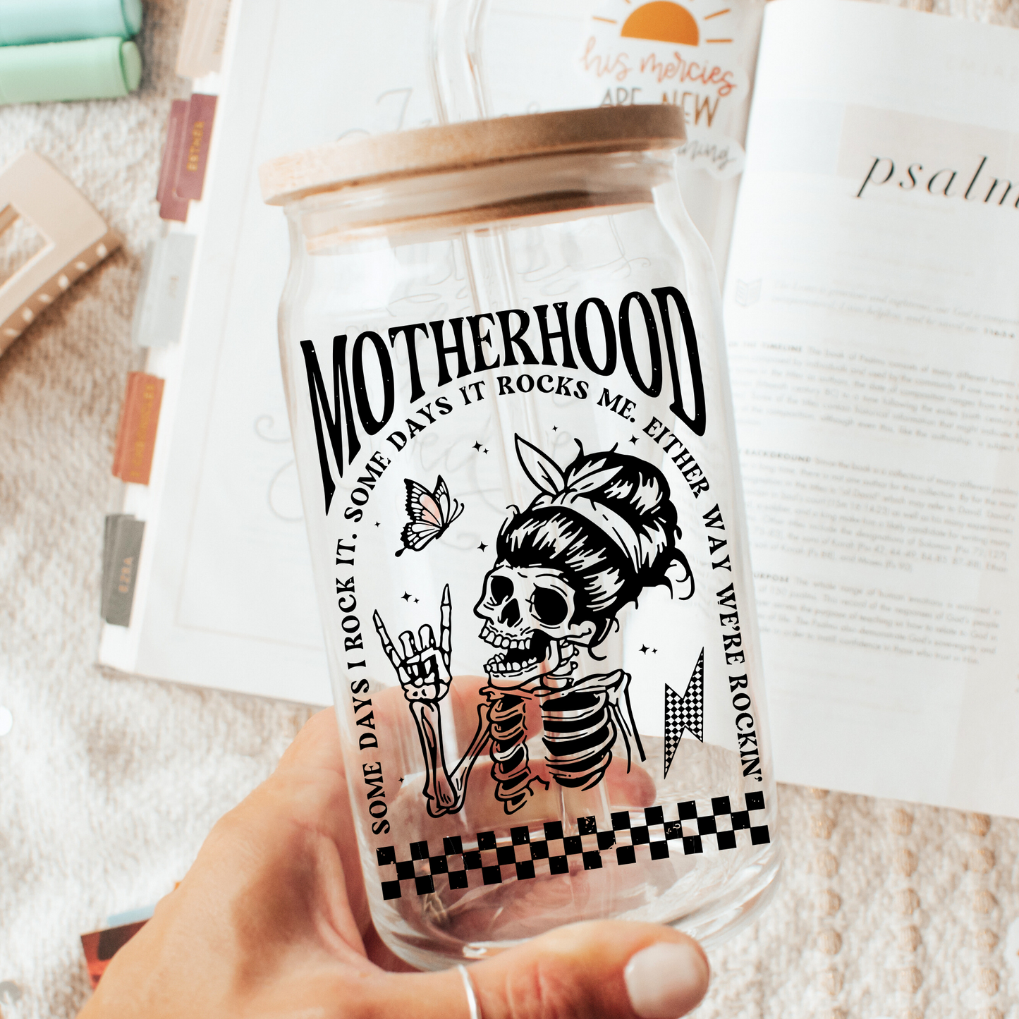 Motherhood 16oz Glass Cup