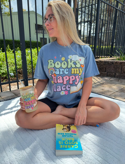 Books Are My Happy Place Tee + Free cup - Sayitwithatea