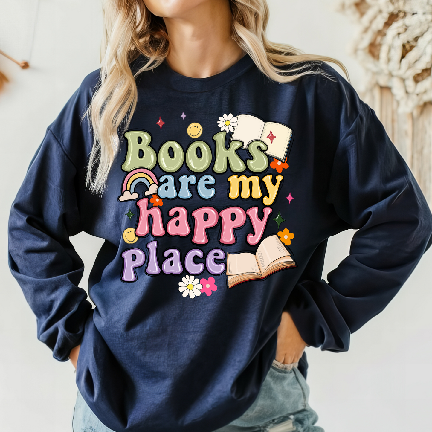 Books Are My Happy Place Sweatshirt + Free cup