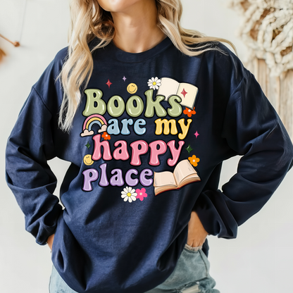 Books Are My Happy Place Sweatshirt + Free cup - Sayitwithatea