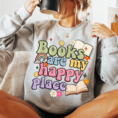 Books Are My Happy Place Sweatshirt + Free cup - Sayitwithatea