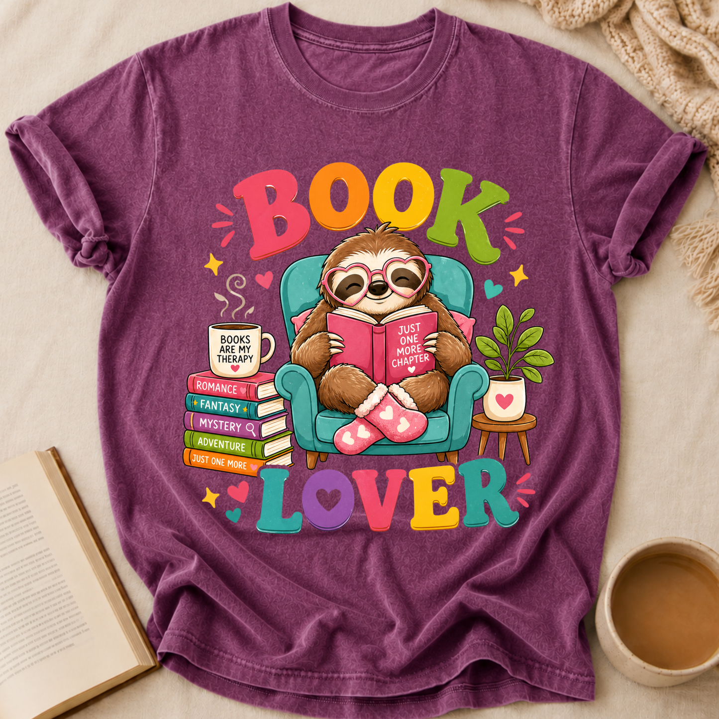 Sloth Book Lover T-Shirt