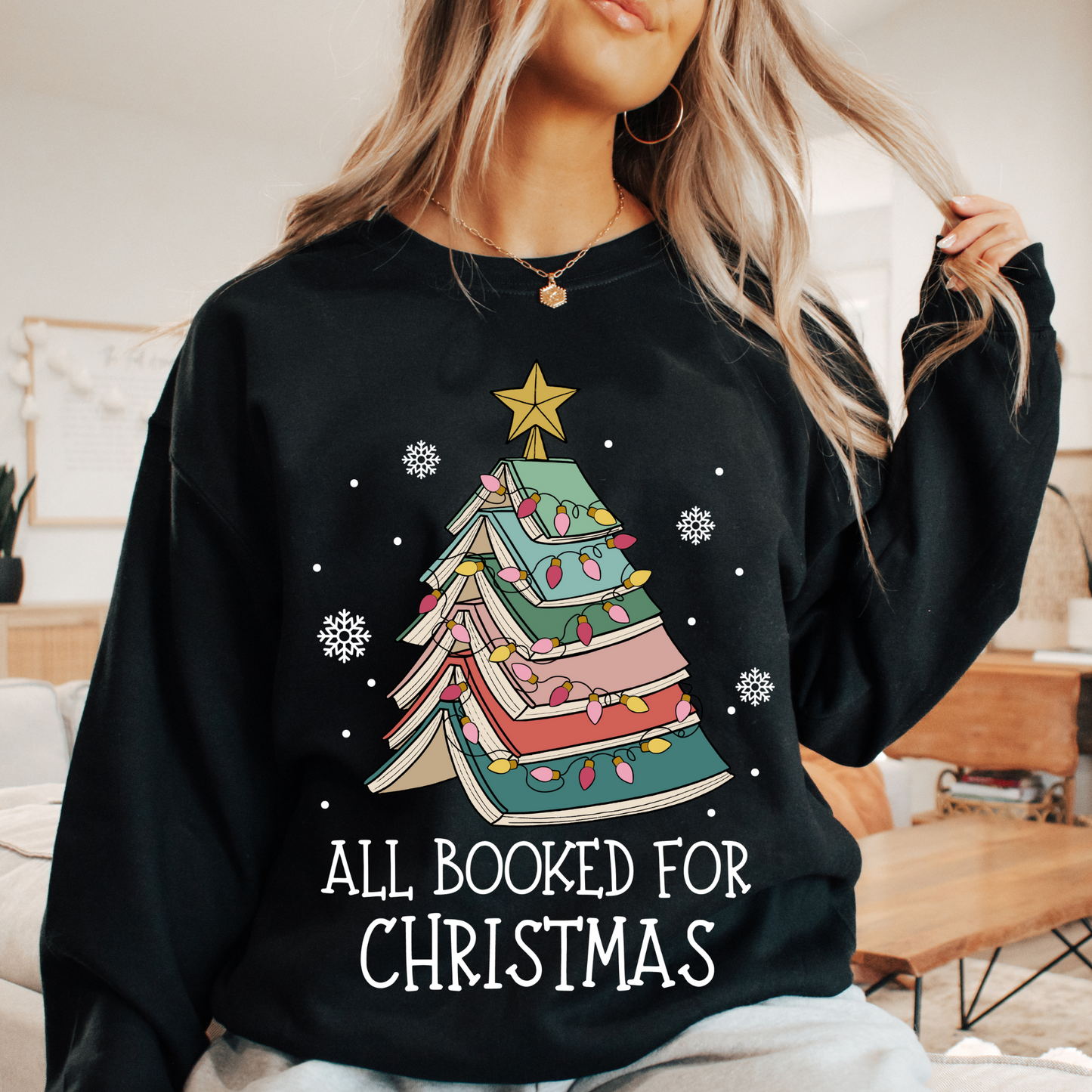 All Booked For Christmas Sweatshirt + Free Cup