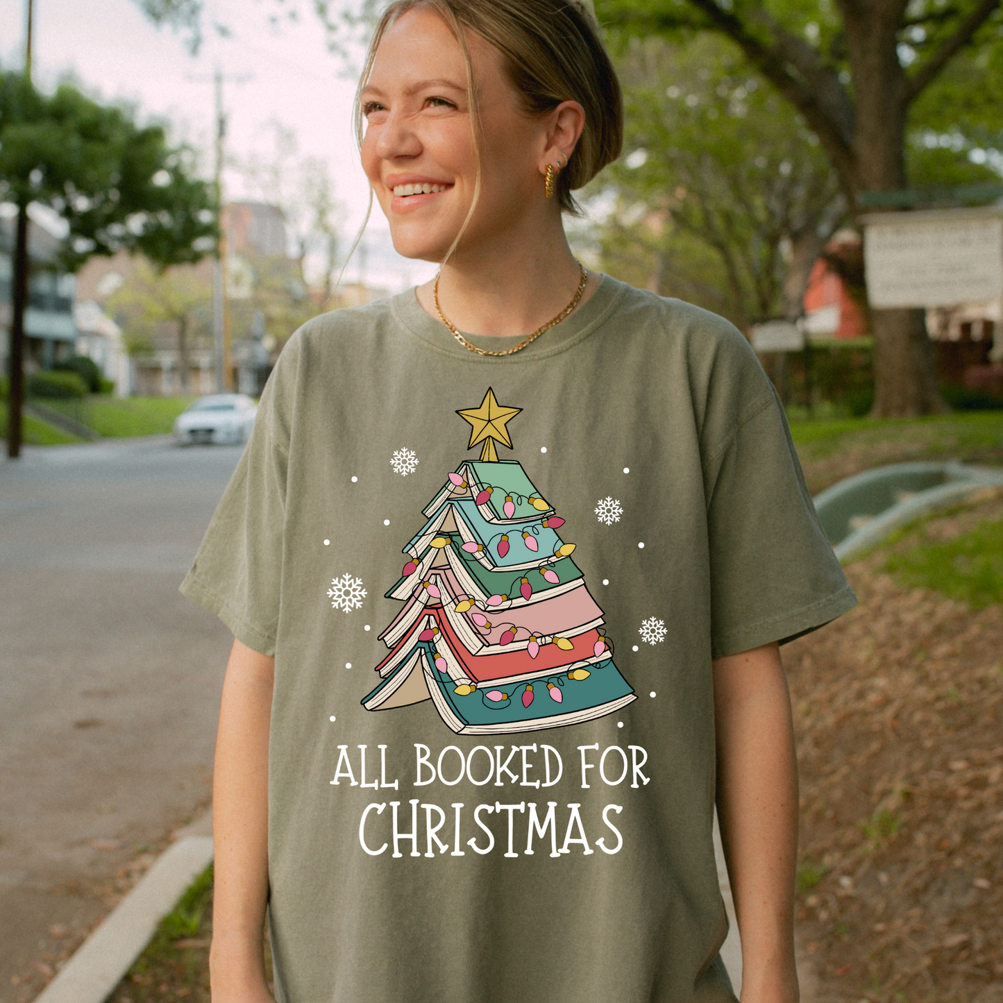 All Booked For Christmas Tee + Free Cup