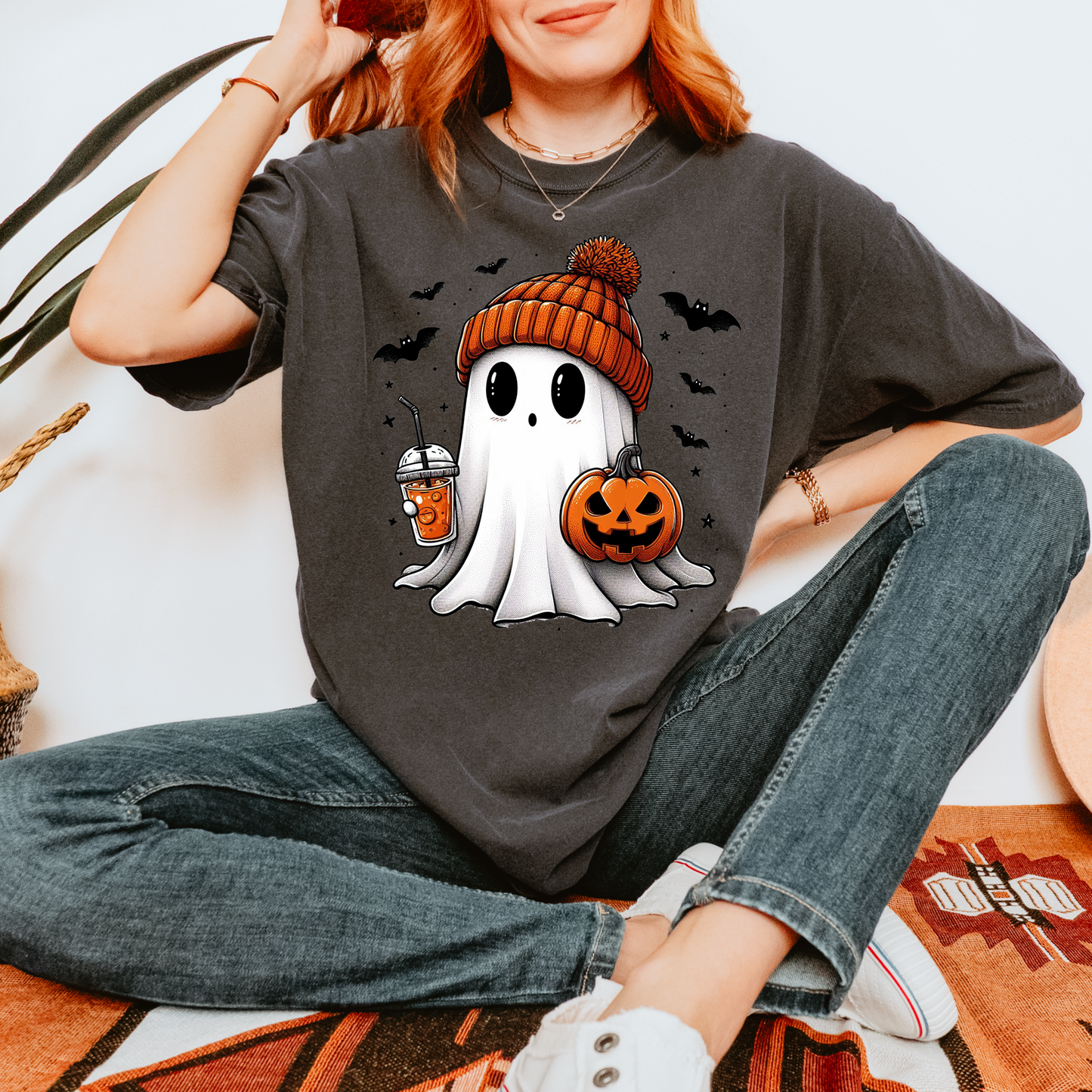 Ghost With Coffee Tee+ Free Cup