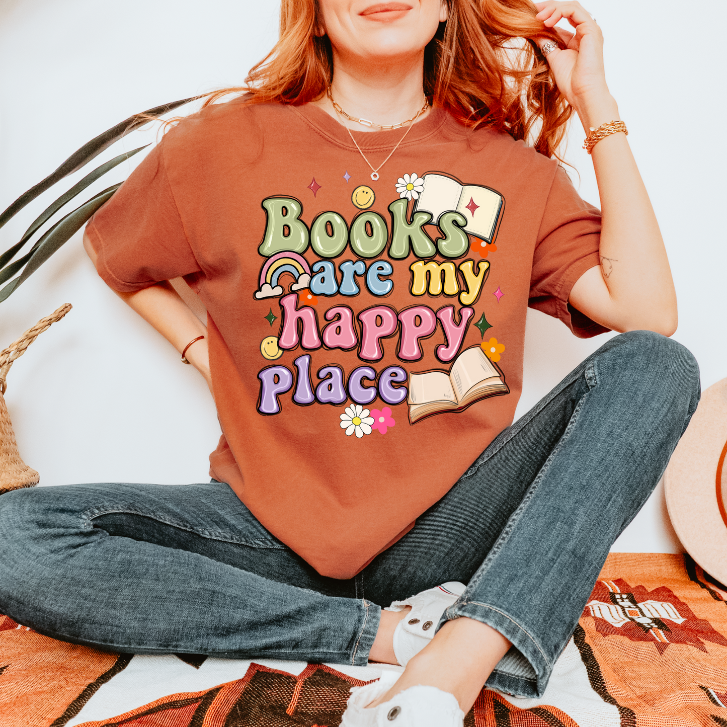 Books Are My Happy Place Tee + Free cup