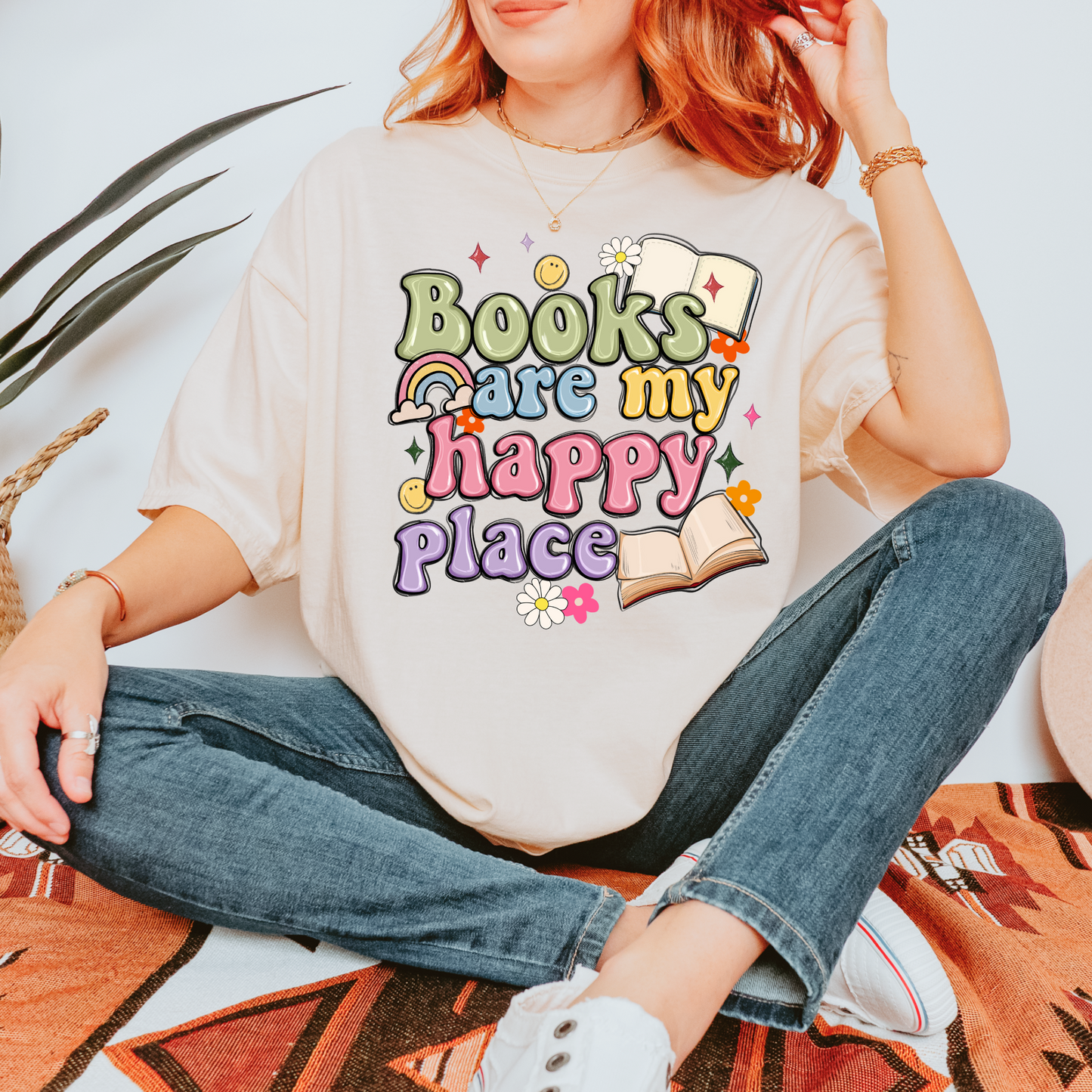 Books Are My Happy Place Tee + Free cup