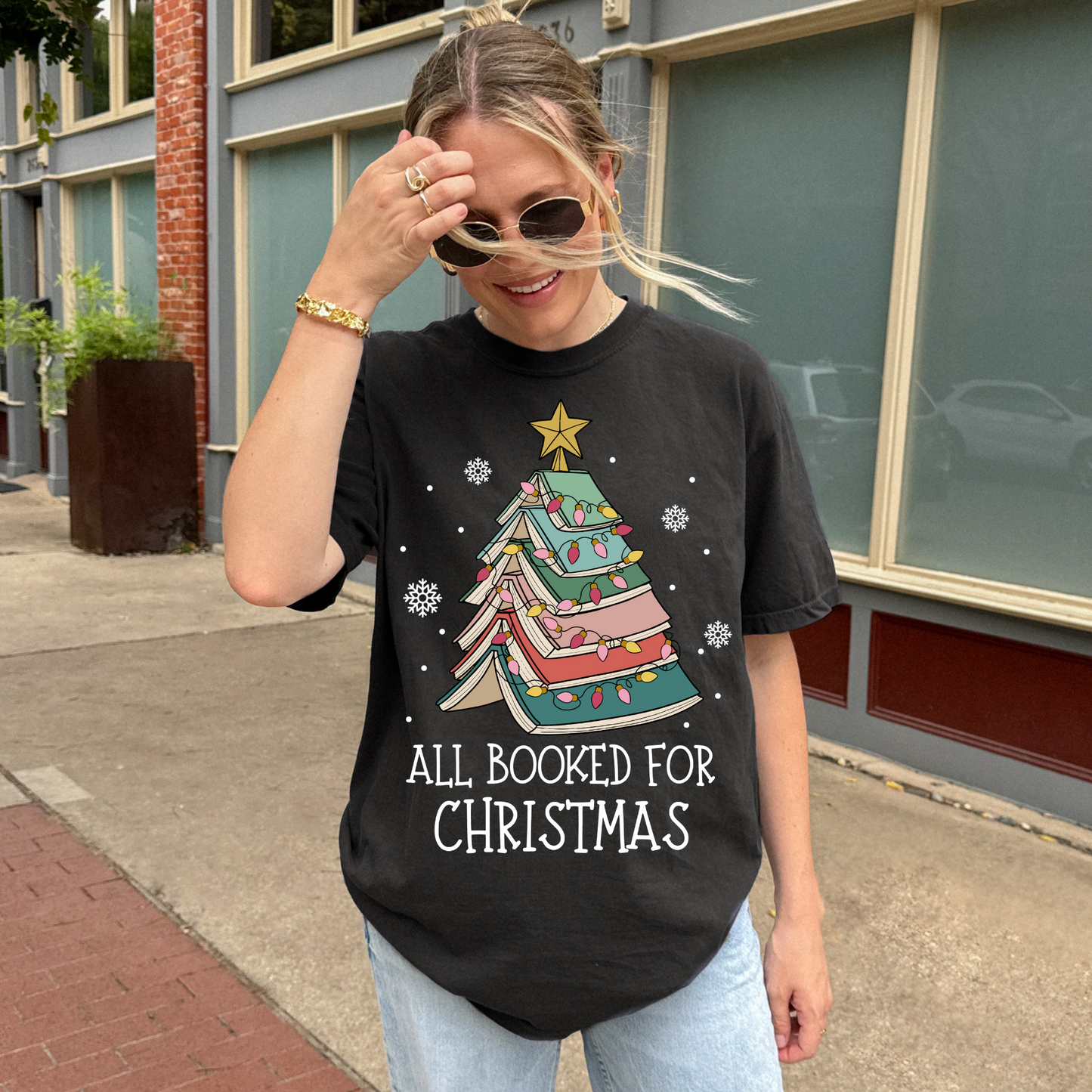 All Booked For Christmas Tee + Free Cup