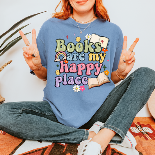 Books Are My Happy Place Tee + Free cup