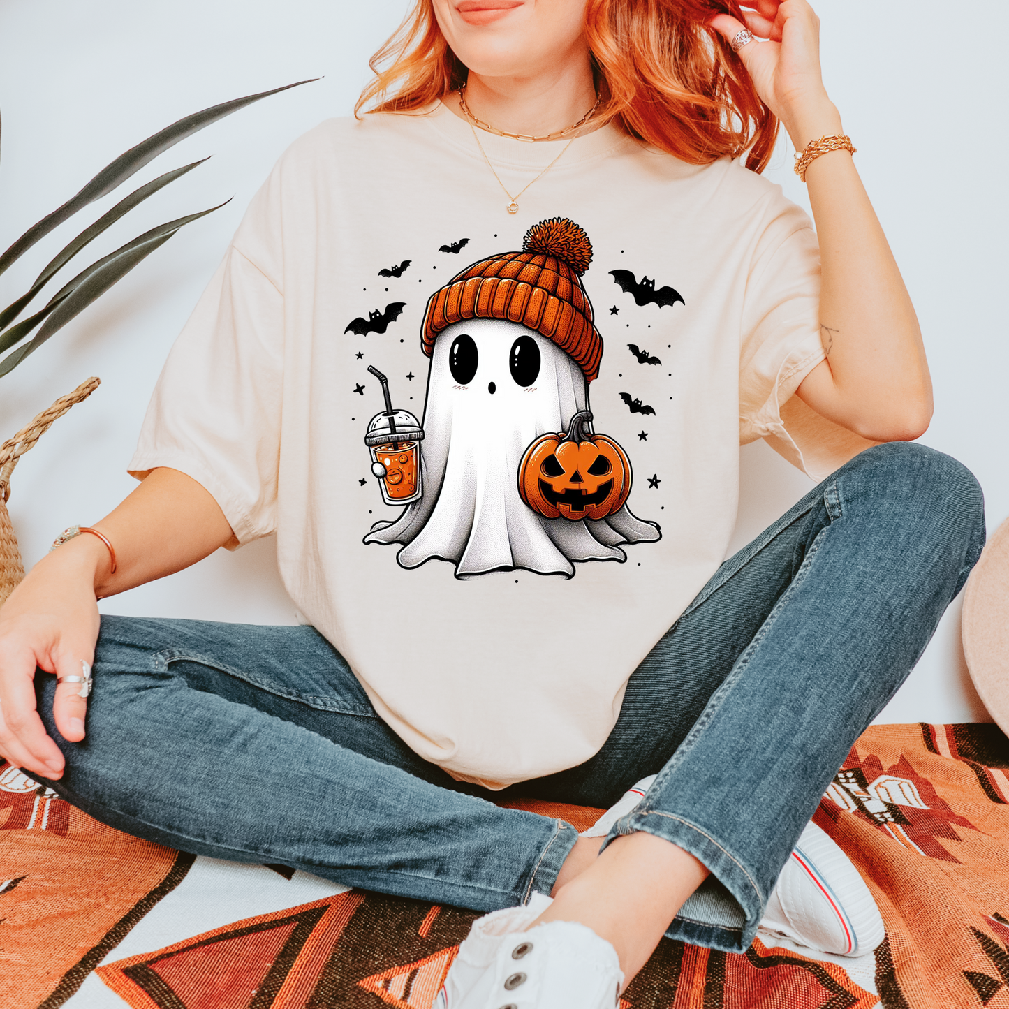 Ghost With Coffee Tee+ Free Cup