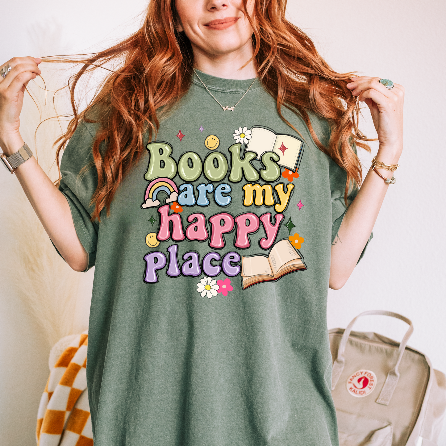 Books Are My Happy Place Tee + Free cup