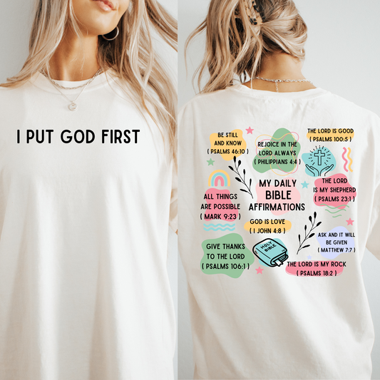 I Put God First Tee + Free Cup