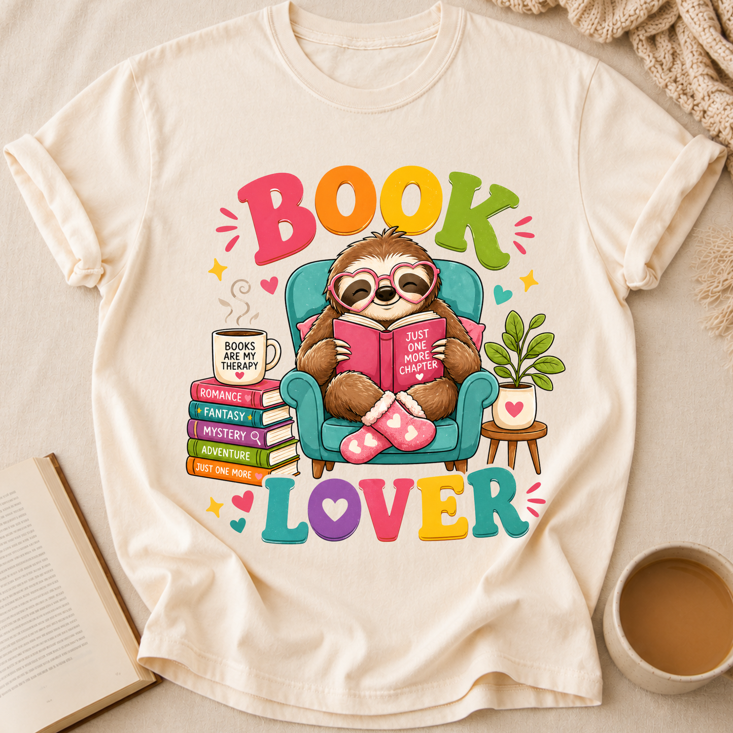 Sloth Book Lover T-Shirt