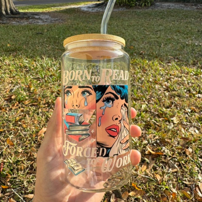 Born to read forced to work tee + Free cup - Sayitwithatea