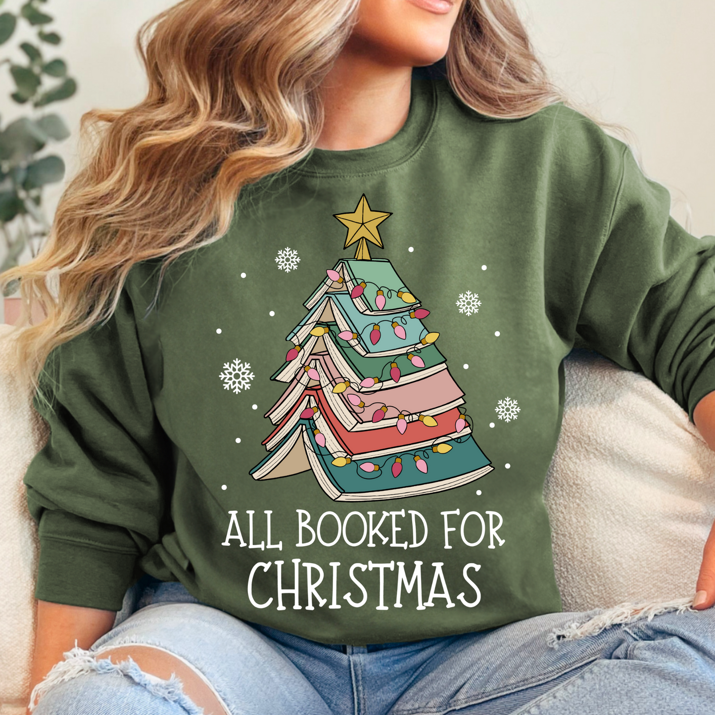 All Booked For Christmas Sweatshirt + Free Cup