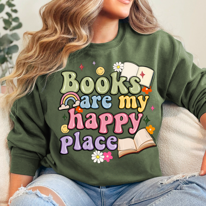 Books Are My Happy Place Sweatshirt + Free cup - Sayitwithatea