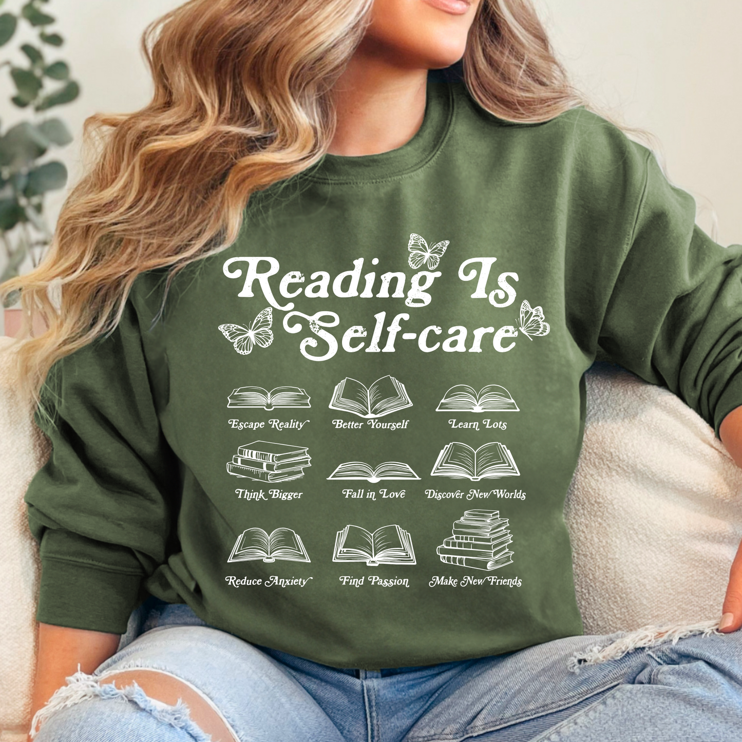 Reading Is Selfcare Sweatshirt + Free Cup