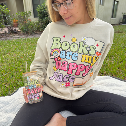 Books Are My Happy Place Sweatshirt + Free cup - Sayitwithatea